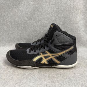 Asics Matflex 6 Wrestling Shoes Kids Size 5 Black Gold Athletic Sneaker 1084A007
